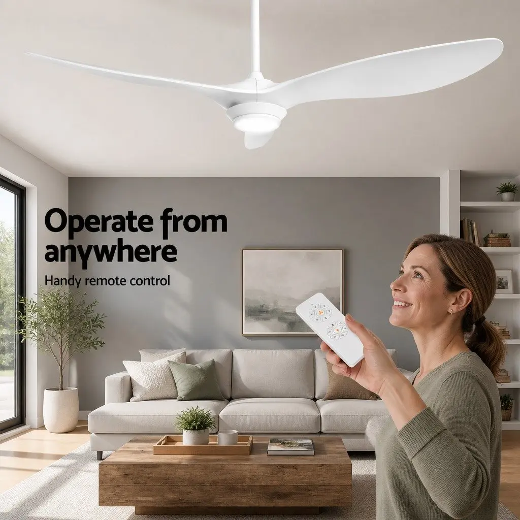 Ceiling Fan White 52 Inch DC Motor LED Light Remote Control 6 Speed Reverse Cycle