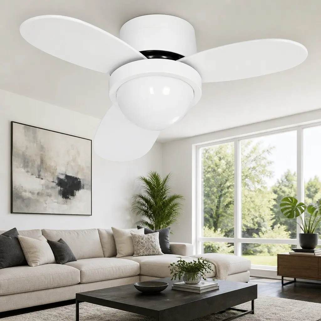 52 Inch Ceiling Fan White DC Motor LED Light Remote Control