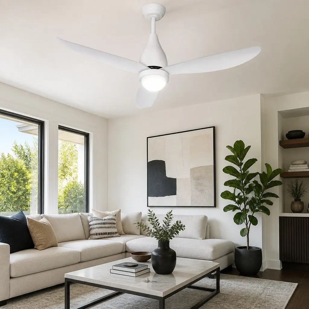 52 Inch Ceiling Fan White DC Motor LED Light Remote Control