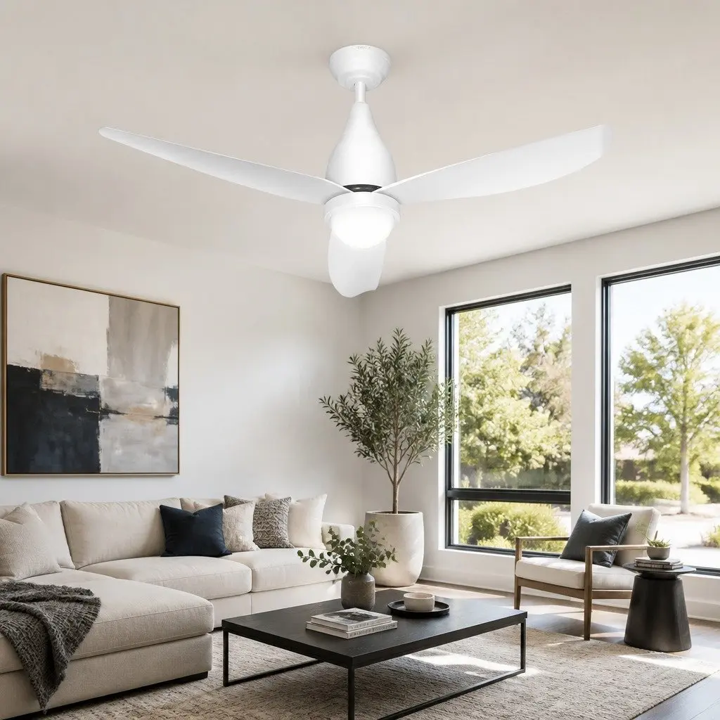 52 Inch Ceiling Fan White DC Motor LED Light Remote Control