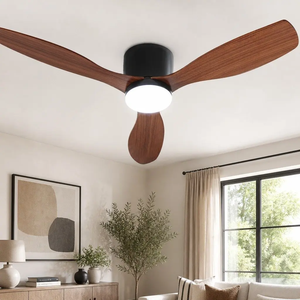 Ceiling Fan Dark Wood 52 Inch DC Motor LED Light Remote Control Reverse Cycle