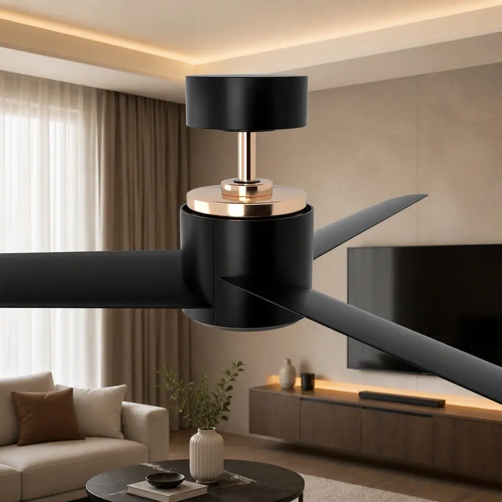 Ceiling Fan Black 52 Inch DC Motor LED Light Remote Control Indoor Outdoor