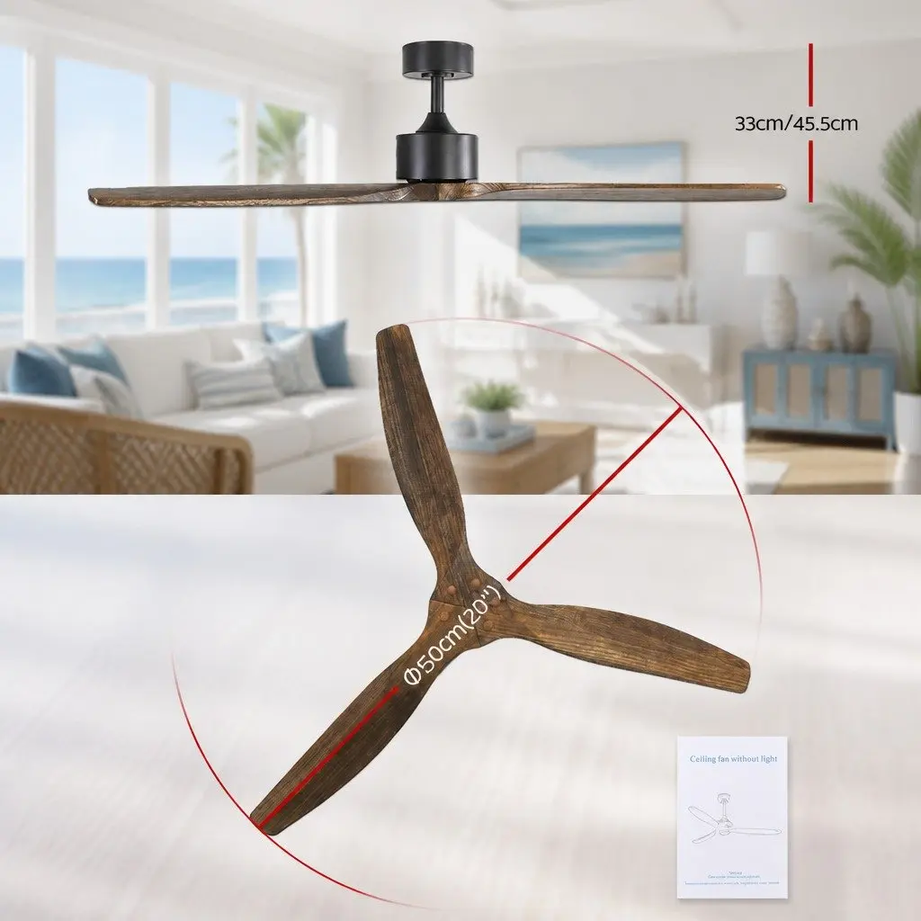 Ceiling Fan Dark Wood 52 Inch DC Motor 6 Speed Remote Control