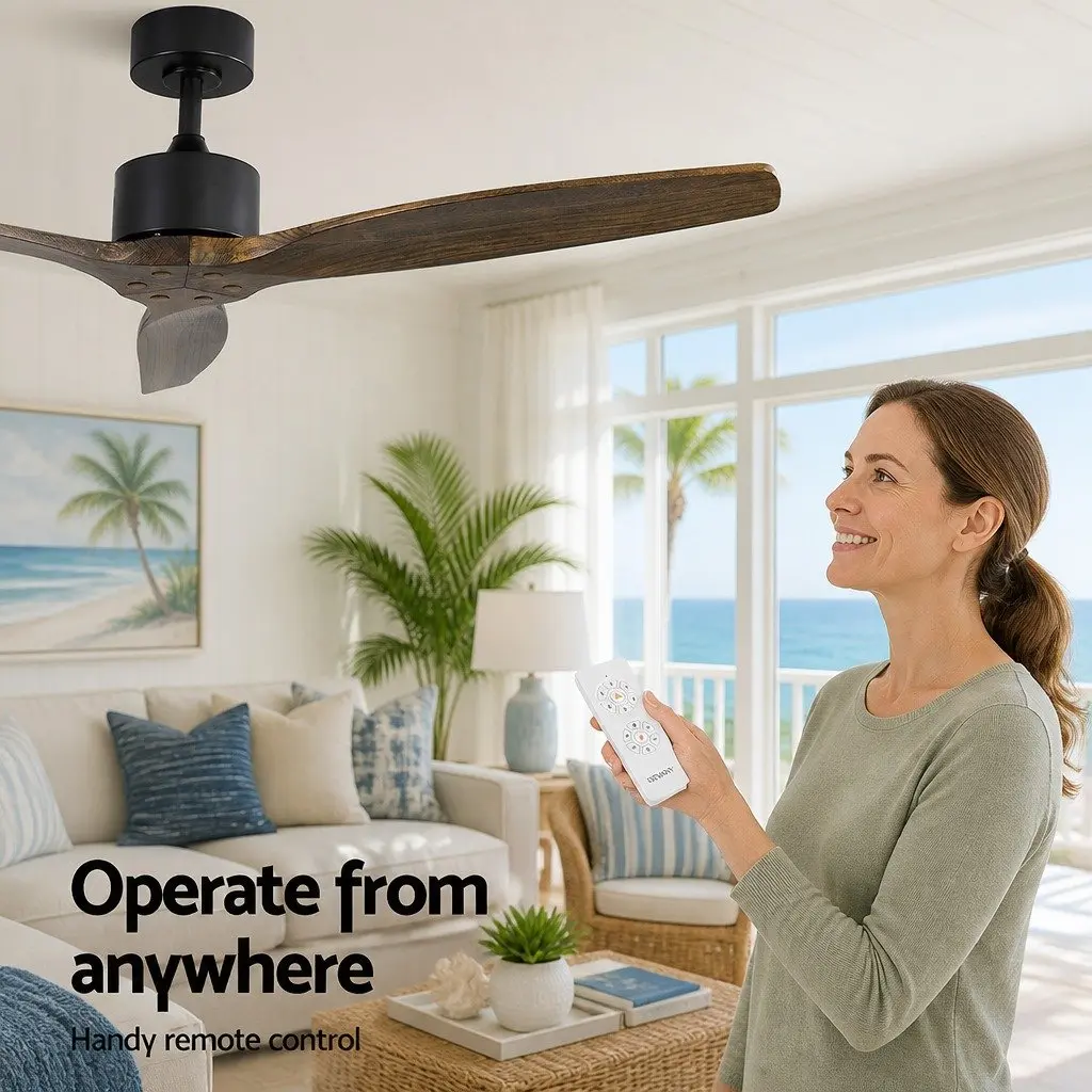 Ceiling Fan Dark Wood 52 Inch DC Motor 6 Speed Remote Control