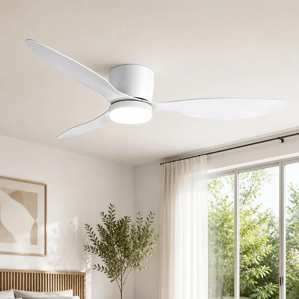 Ceiling Fan White 52 Inch DC Motor 3 Blade LED Light Remote Control 6 Speed