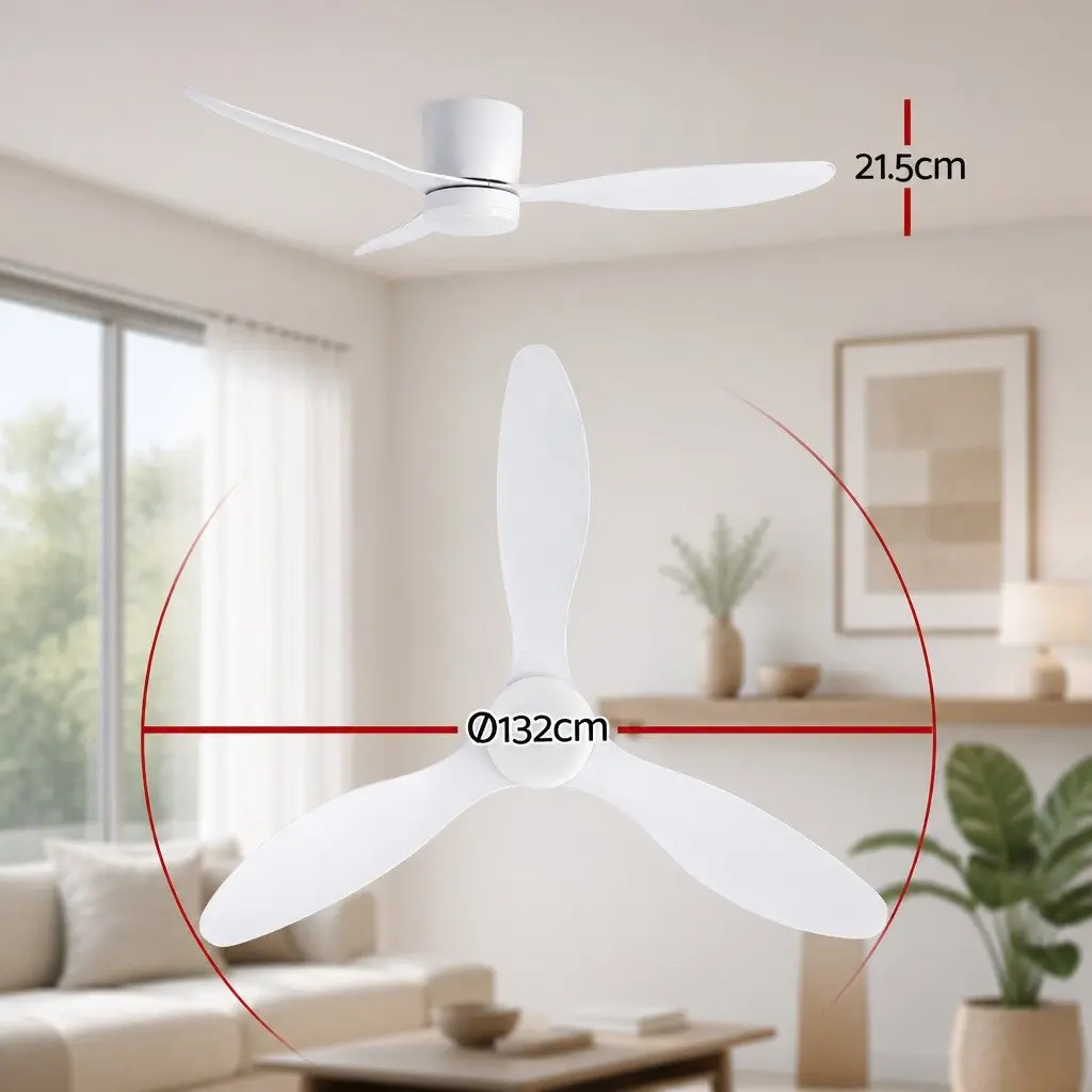 Ceiling Fan White 52 Inch DC Motor 3 Blade LED Light Remote Control 6 Speed