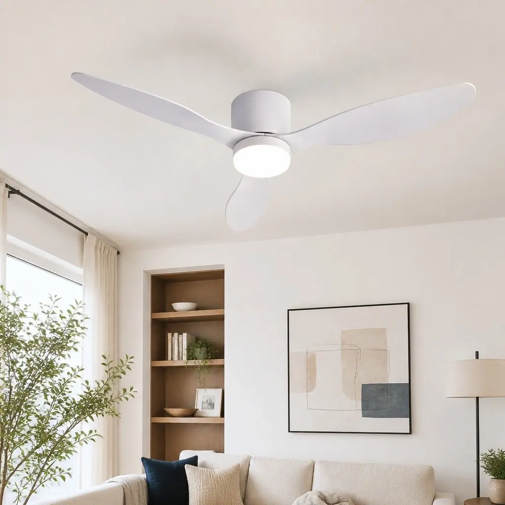 Ceiling Fan White 52 Inch DC Motor 3 Blade LED Light Remote Control 6 Speed