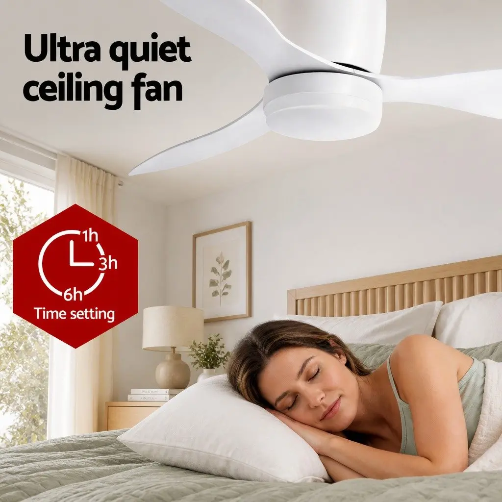 Ceiling Fan White 52 Inch DC Motor 3 Blade LED Light Remote Control 6 Speed