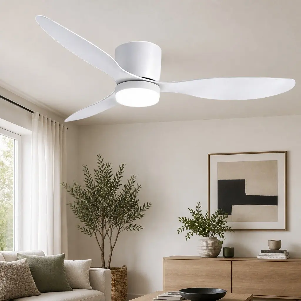 Ceiling Fan White 52 Inch DC Motor 3 Blade LED Light Remote Control 6 Speed