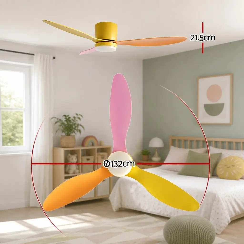 Ceiling Fan 52 Inch White DC Motor 3 Blade LED Light Remote Control Indoor Outdoor
