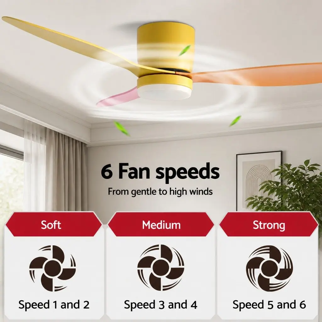 Ceiling Fan 52 Inch White DC Motor 3 Blade LED Light Remote Control Indoor Outdoor