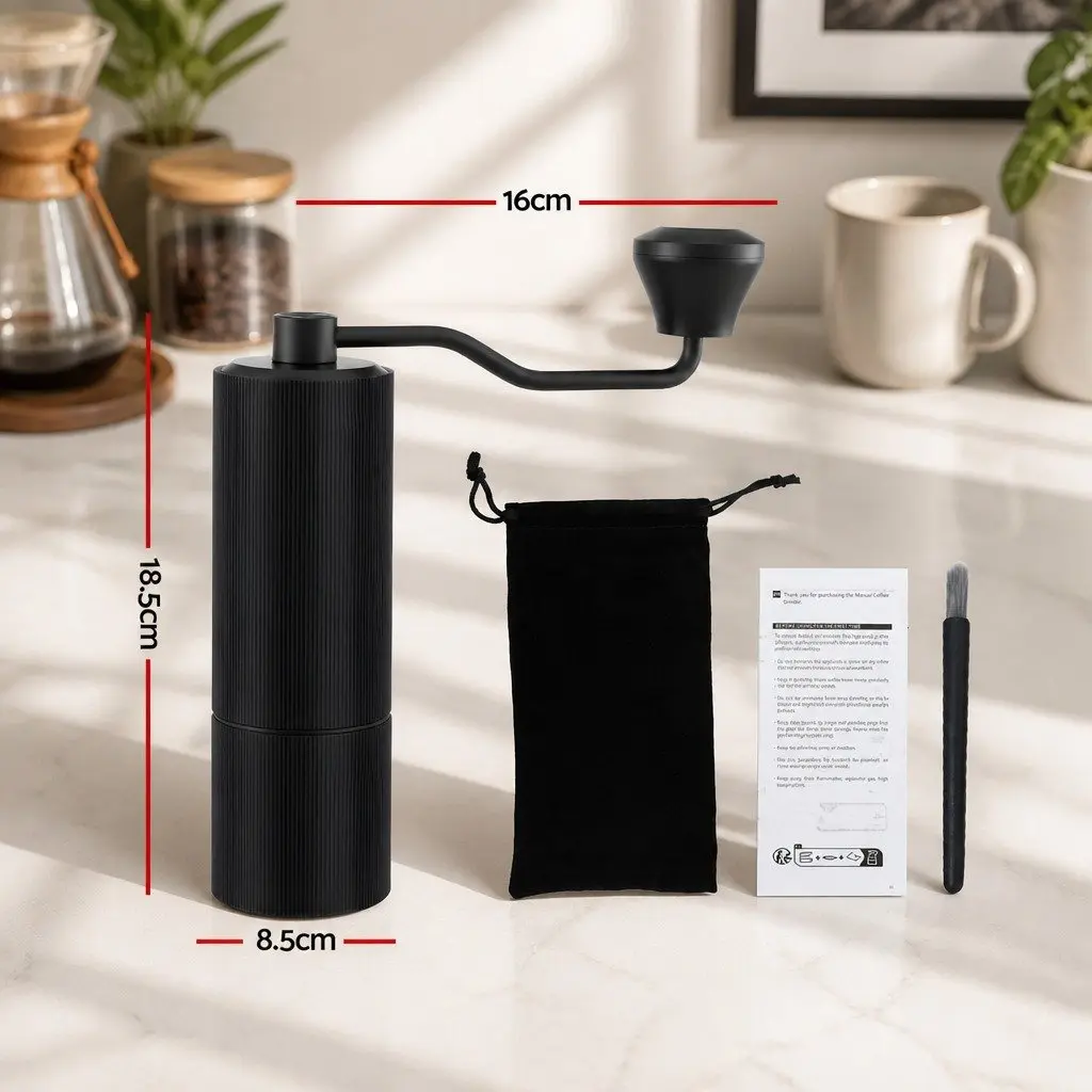 Manual Coffee Grinder Dark Grey 18.5cm 24 Adjustable Grind Settings Portable