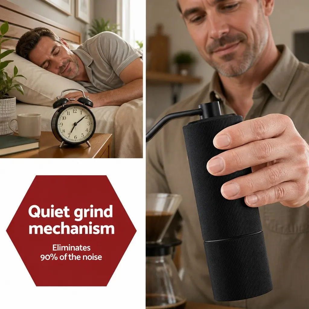 Manual Coffee Grinder Dark Grey 18.5cm 24 Adjustable Grind Settings Portable
