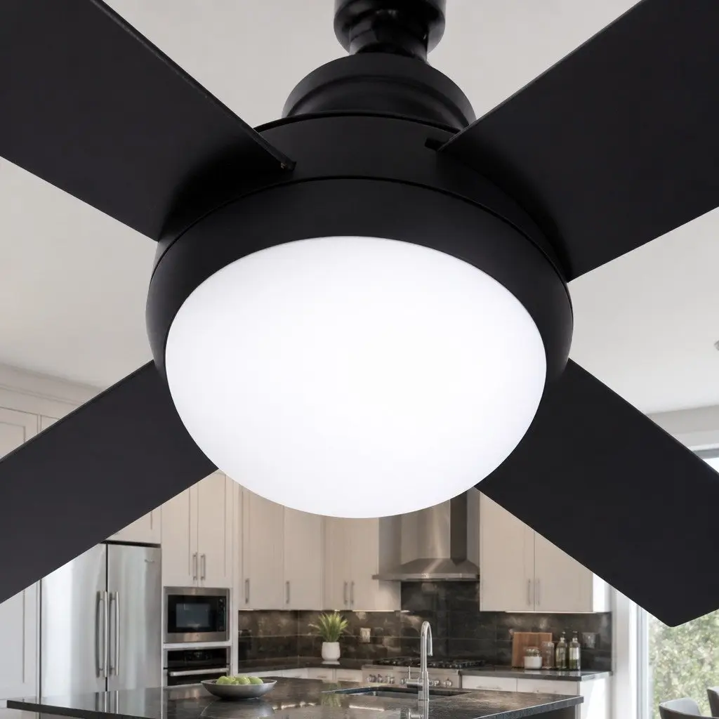 Ceiling Fan Black 52 Inch DC Motor LED Light Remote Control 6 Speed Reverse