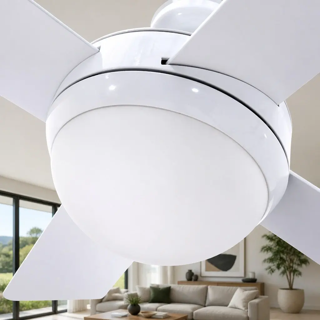 52 Inch Ceiling Fan White DC Motor LED Light Remote Control Indoor Outdoor