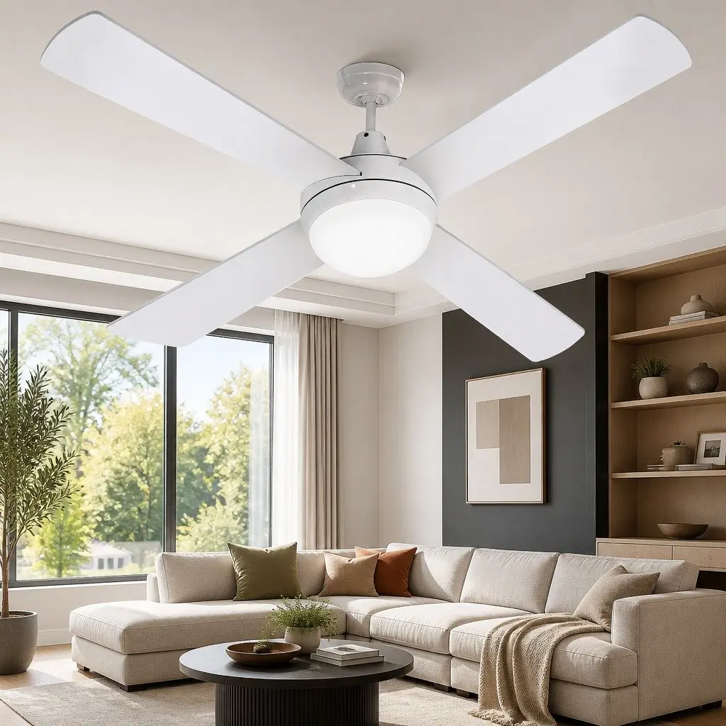 52 Inch Ceiling Fan White DC Motor LED Light Remote Control Indoor Outdoor