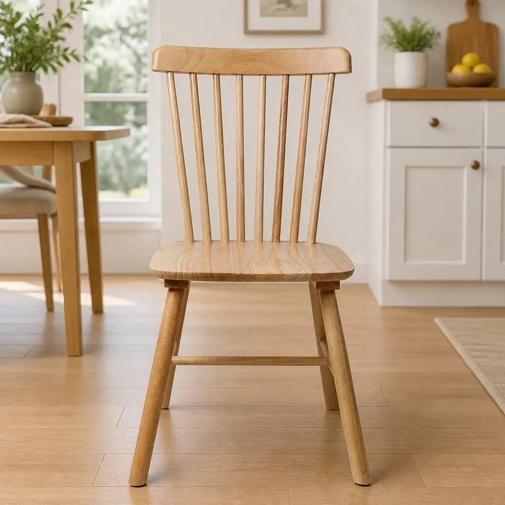 Dining Chairs Oak Set of 4 Windsor Style Ergonomic Backrest