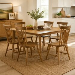 Set of 6 Windsor Chairs Crafted from Solid Oak