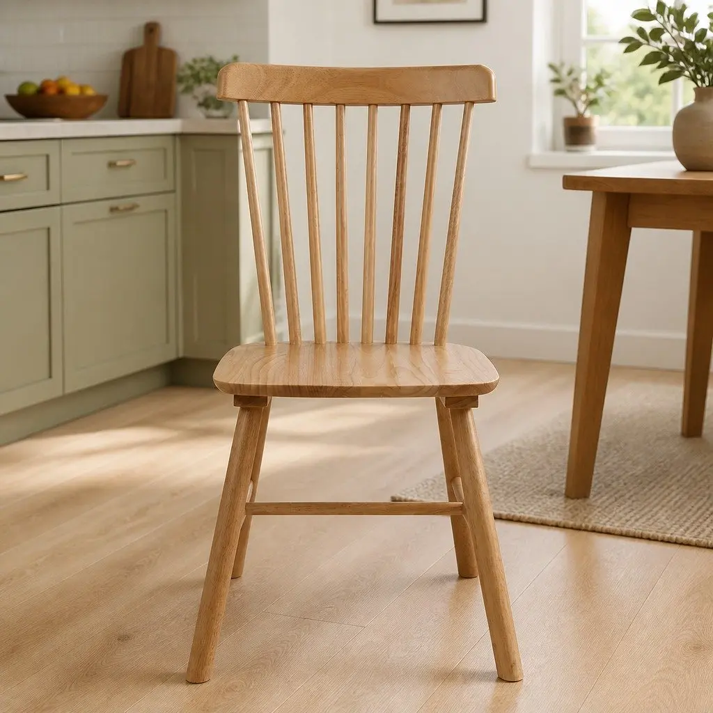 Dining Chairs Oak Wood Modern Set of 2 Kitchen Seating
