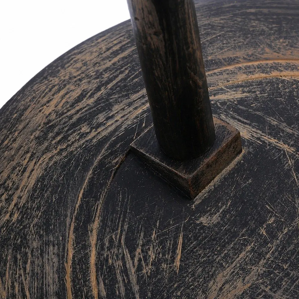 Side Table Black Composite Wood Top Solid Wood Legs Storage