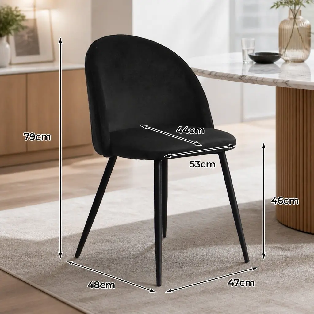 Dining Chairs Black Upholstered Seat Backrest Set of 4