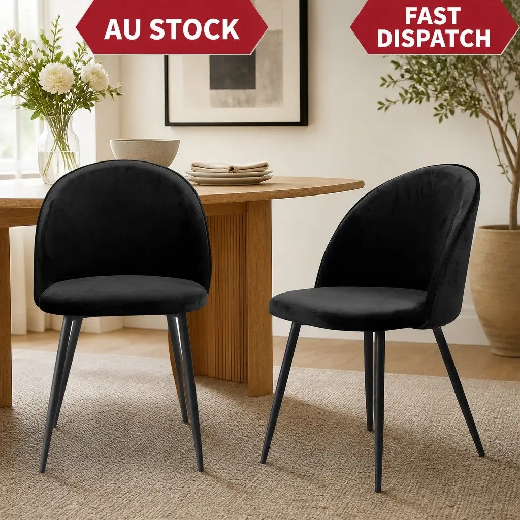 Dining Chairs Black Upholstered 6 Piece High Density Foam Padding Wide Backrest Steel Legs