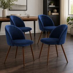 Dining Chairs Set of 4 French Provincial Navy Velvet Seat Kitchen Lounge Room