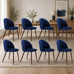 Dining Chairs Set of 8 French Provincial Navy Velvet Seat Kitchen Furniture