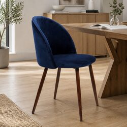 Set of 2 Navy Velvet Dining Chairs - Stylish and Sturdy