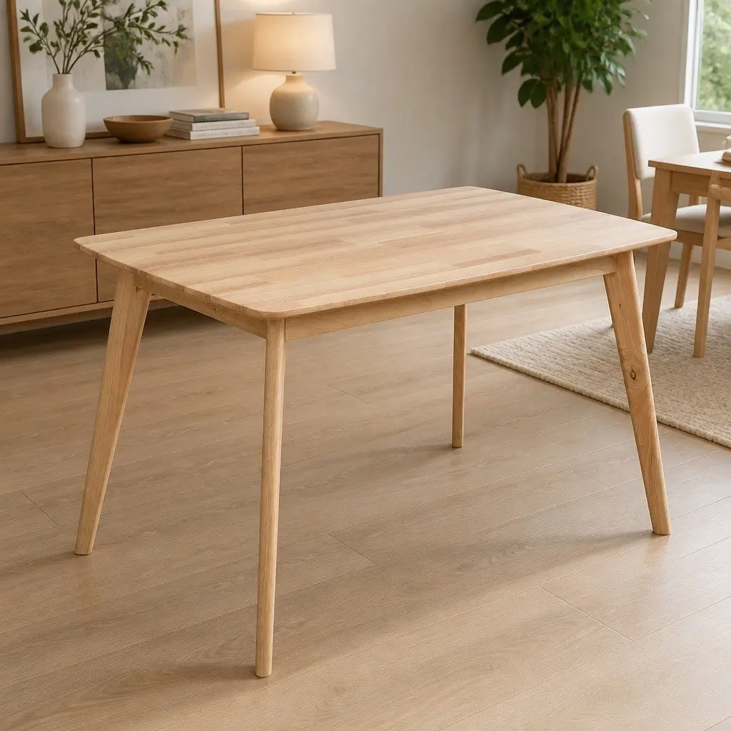 Dining Table Oak Solid Wood Frame Industrial Style 120cm x 75cm x 75cm