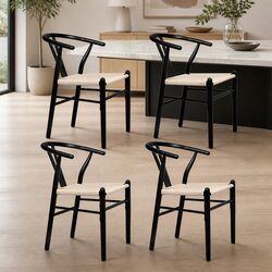 Concise Set of 4 Black Dining Chairs