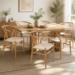 Dining Chairs 6x Wooden Rattan Seat Kitchen Restaurant Modern Design Set