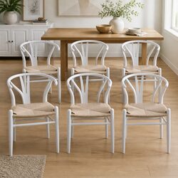 Compact and Modern Dining Chairs Set of 6 in White