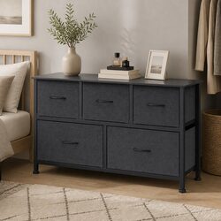 Compact Dark Grey Chest of 5 Drawers