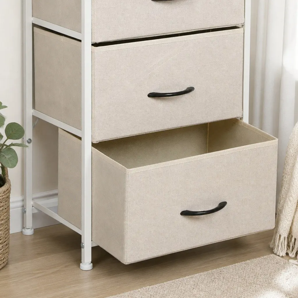 Storage Cabinet Beige 4 Drawer Chest of Drawers Bedroom Organiser Unit