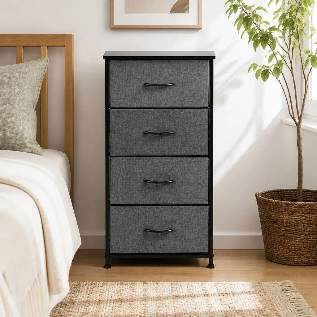 Storage Cabinet Dark Grey 45cm x 30cm x 93cm Durable Construction with Spacious Drawers
