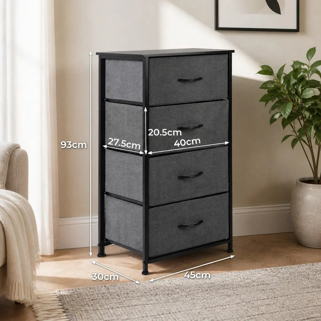 Storage Cabinet Dark Grey 45cm x 30cm x 93cm Durable Construction with Spacious Drawers