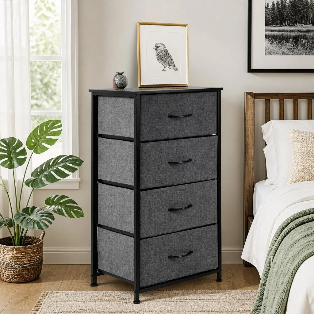Storage Cabinet Dark Grey 45cm x 30cm x 93cm Durable Construction with Spacious Drawers