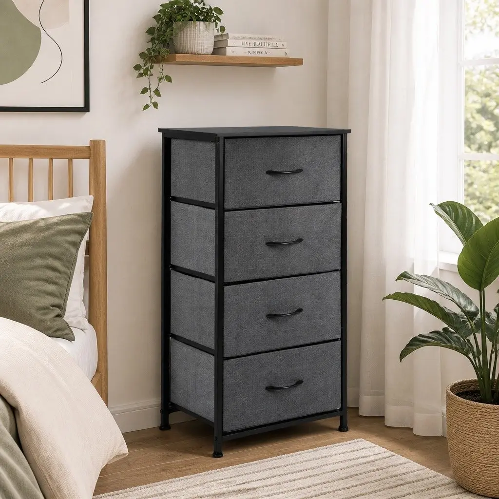 Storage Cabinet Dark Grey 45cm x 30cm x 93cm Durable Construction with Spacious Drawers