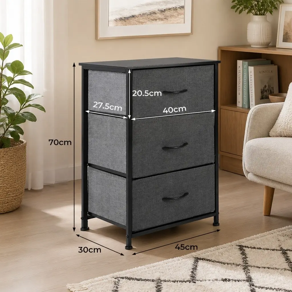 Storage Cabinet Dark Grey 70cm Multi Drawer Organizer for Bedroom Kitchen Living Space