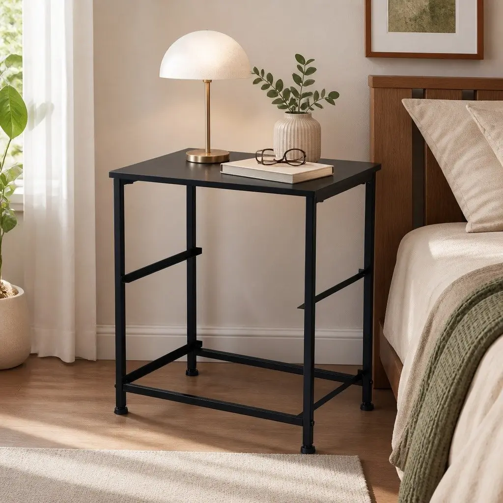 Storage Cabinet Chest 2 Drawer Nightstand Bedroom Organizer Dark Grey Furniture