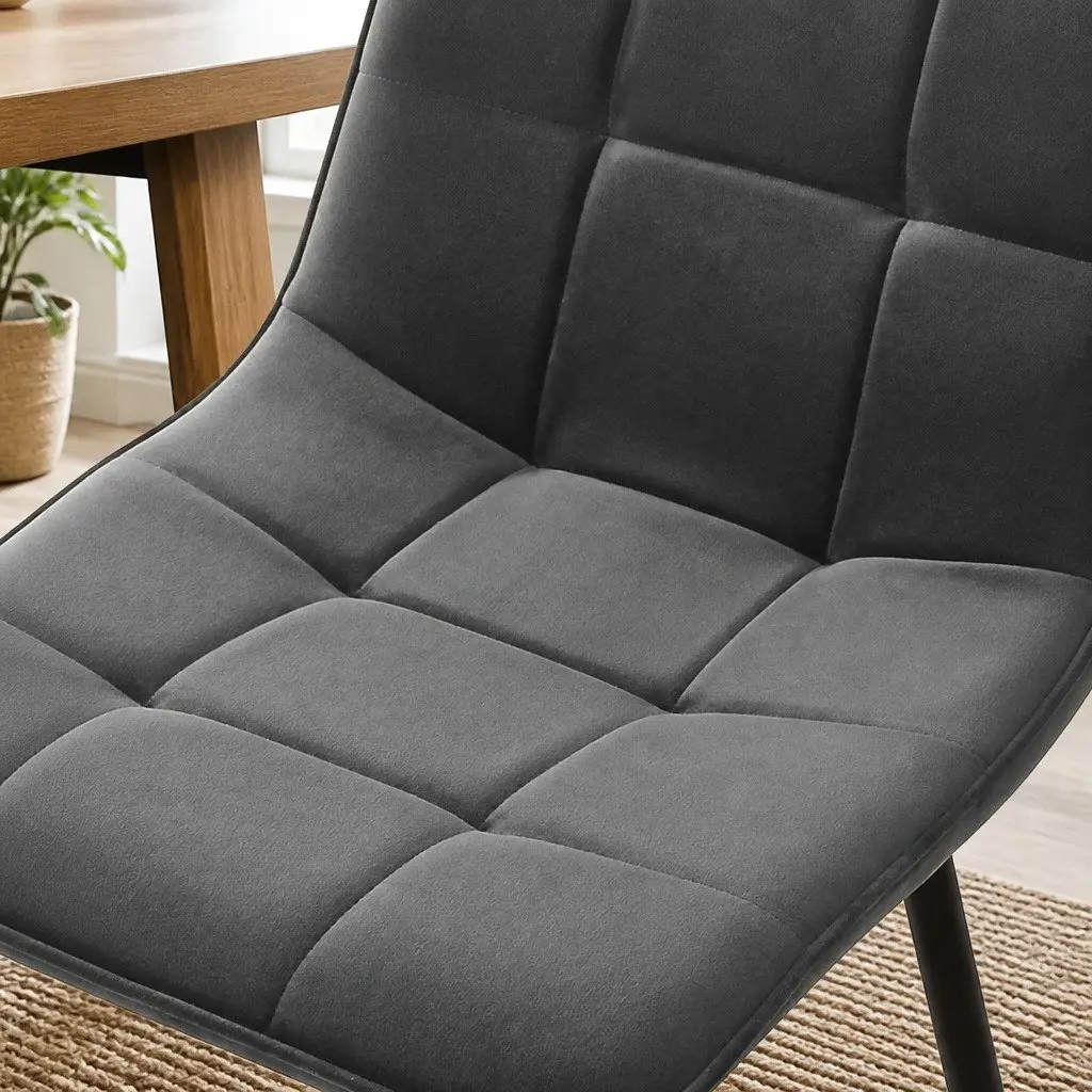 Dining Chairs Set of 8 Kitchen Grey Velvet Soft Plush High Back Seating