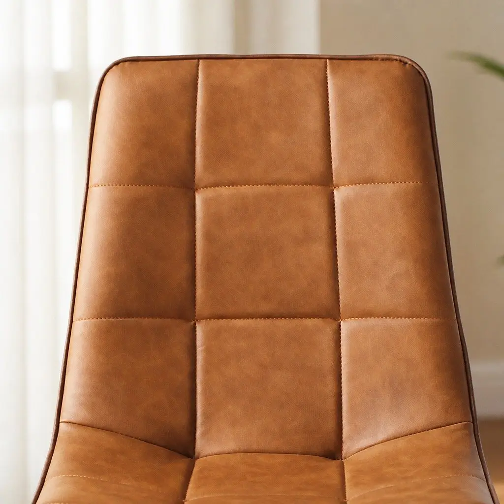 Dining Chairs Set of 4 Kitchen Seat PU Leather Brown High Density Foam Cushion
