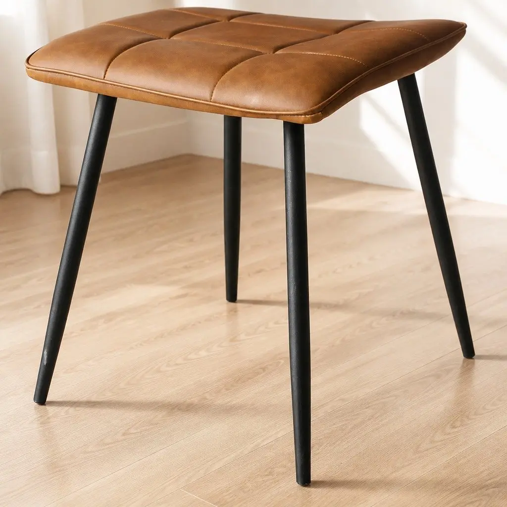 Dining Chairs Set of 4 Kitchen Seat PU Leather Brown High Density Foam Cushion
