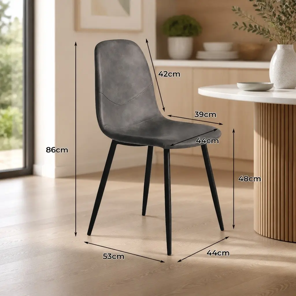 Dining Chairs Grey Upholstered Padded Backrest Steel Frame Set of 8
