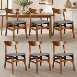 Set of 6 Durable Dining Chairs with Elegant Upholstery