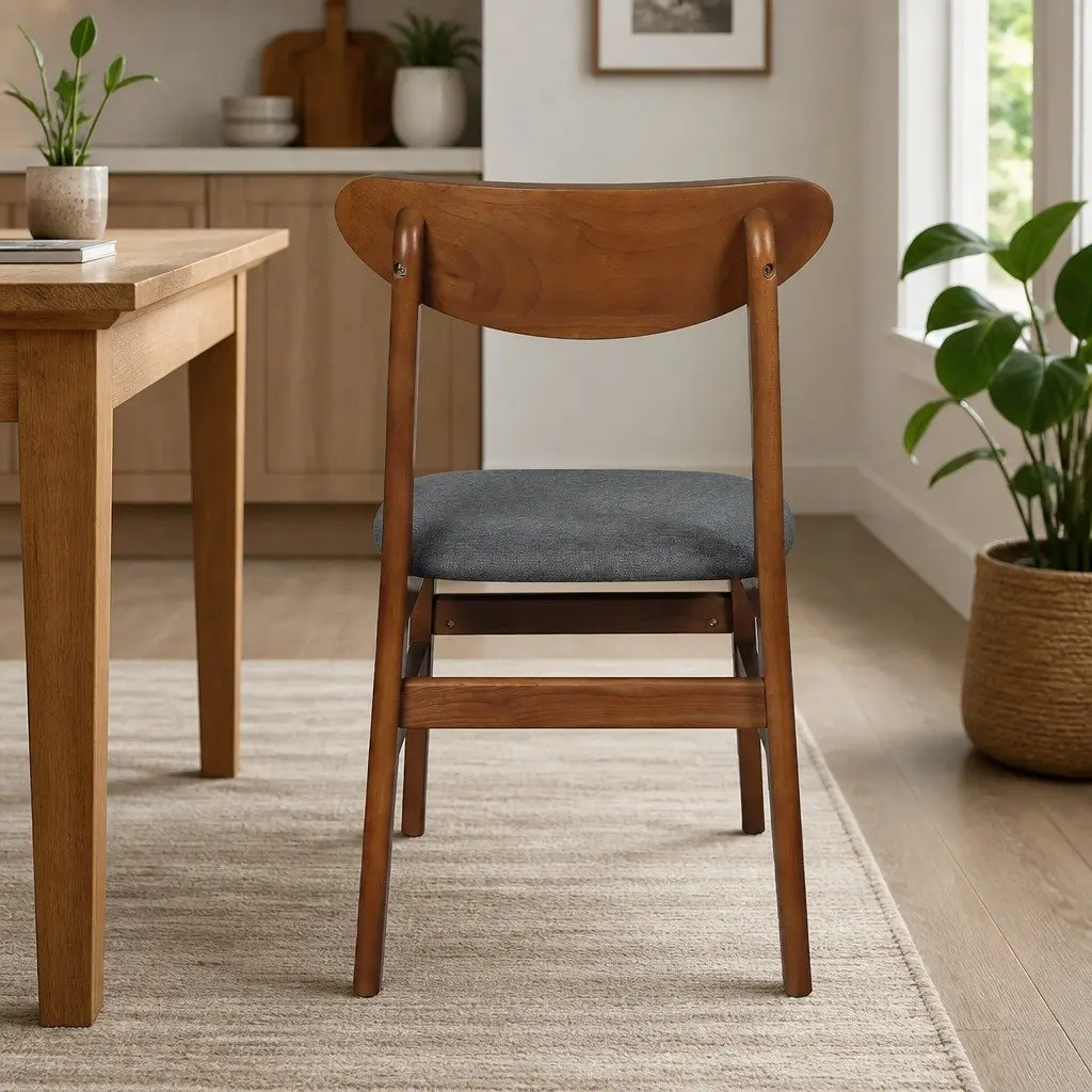 Dining Chairs Walnut 8 Piece Wooden Frame Linen Upholstered