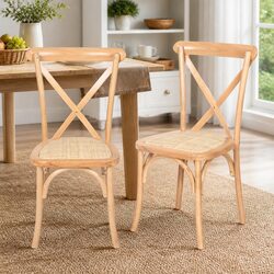 Concise Set of 2 Cross Back Dining Chairs