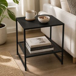 Compact Black Steel Side Table for Modern Living