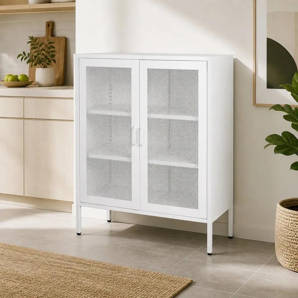 Storage Cabinet with Mesh Doors